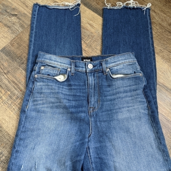𝅺hudson zoeey high rise straight cuff denim jeans distressed - Picture 5 of 10